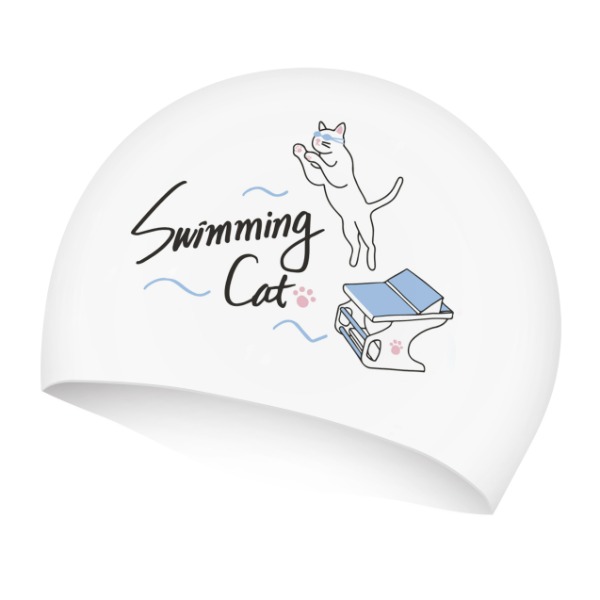 아쿠스(AQUS) 단체 팀 실리콘 수모 맞춤 주문제작 Swimming cat